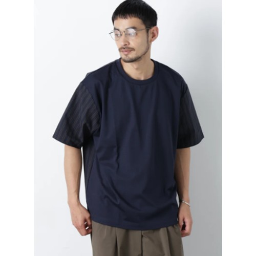 TSI「nano universe:スムース布帛ドッキングTシャツ 半袖 - 返金/回収